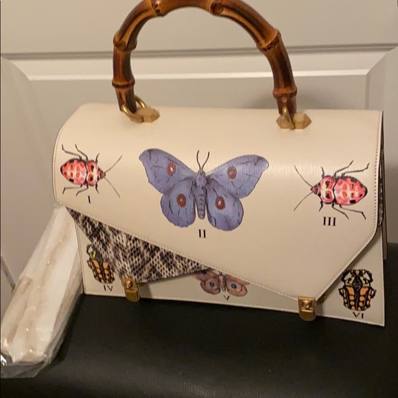 Gucci Handbags - Gucci Top Handle Python Bamboo White Leather Bag